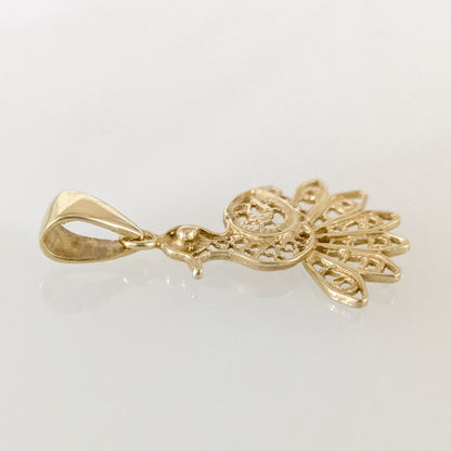 Peacock Openwork Filigree Pendant