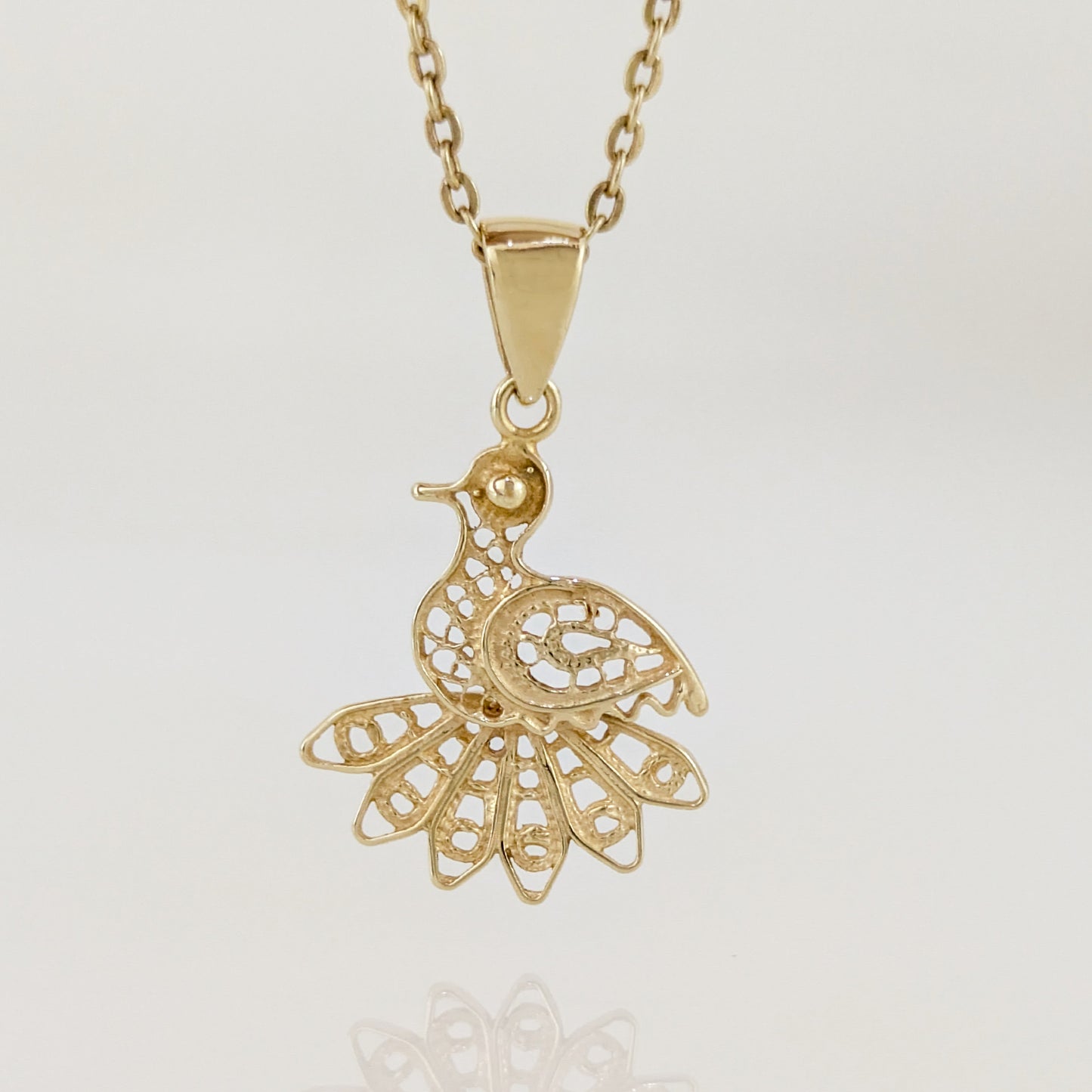 Peacock Openwork Filigree Pendant