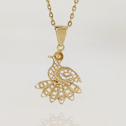 Peacock Openwork Filigree Pendant