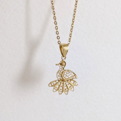 Peacock Openwork Filigree Pendant