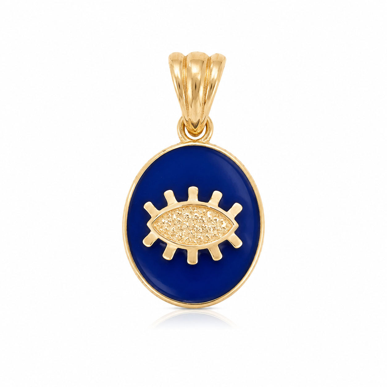 Gold Evil Eye Pendant Navy Blue Enamel Nazar Charm Pendant