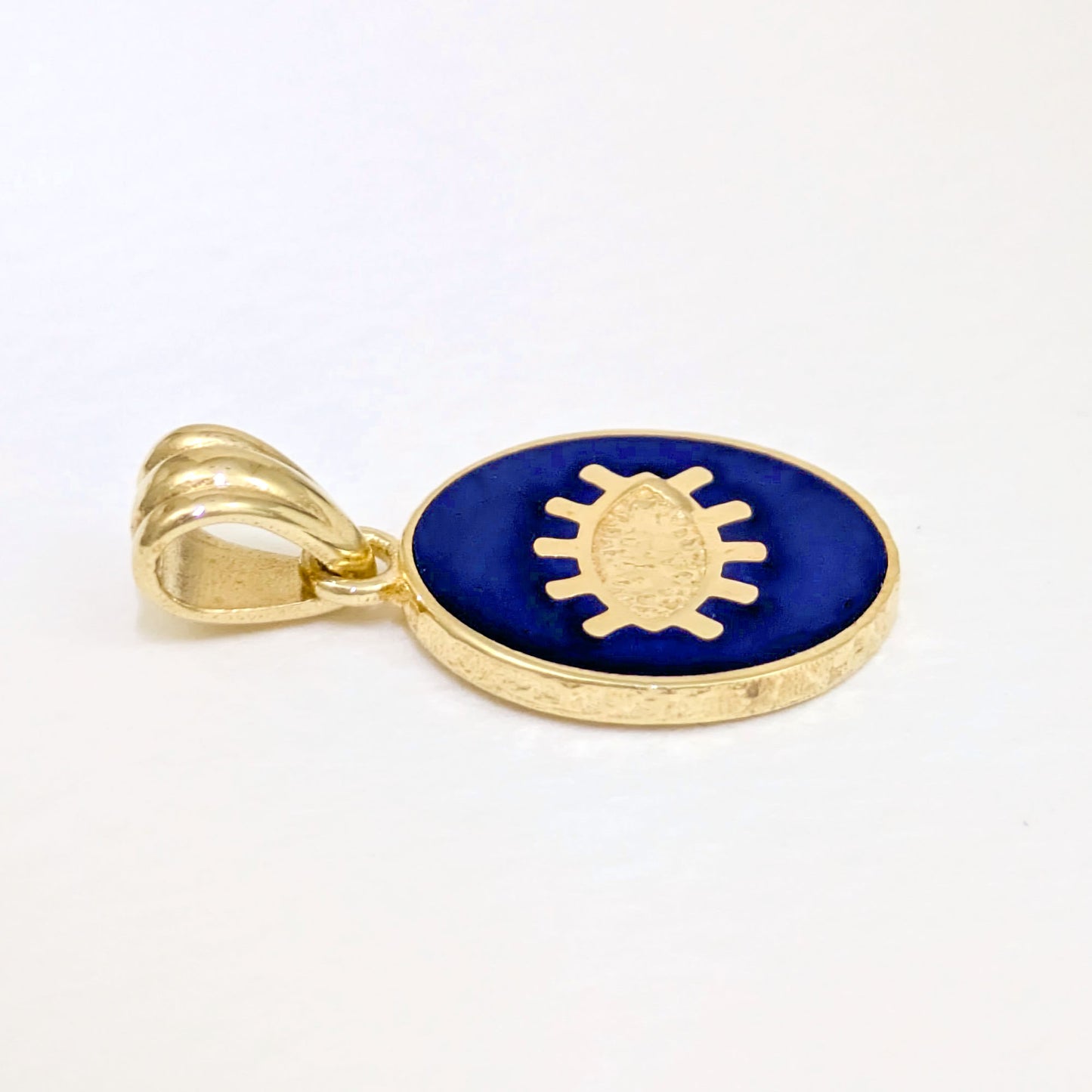 Gold Evil Eye Pendant Navy Blue Enamel Nazar Charm Pendant