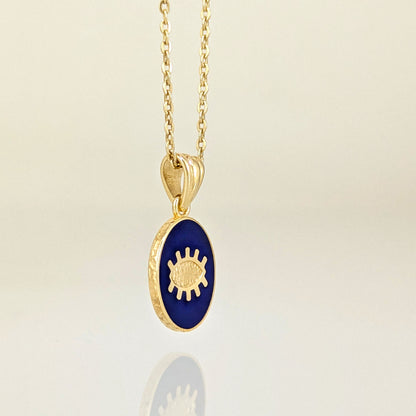 Gold Evil Eye Pendant Navy Blue Enamel Nazar Charm Pendant