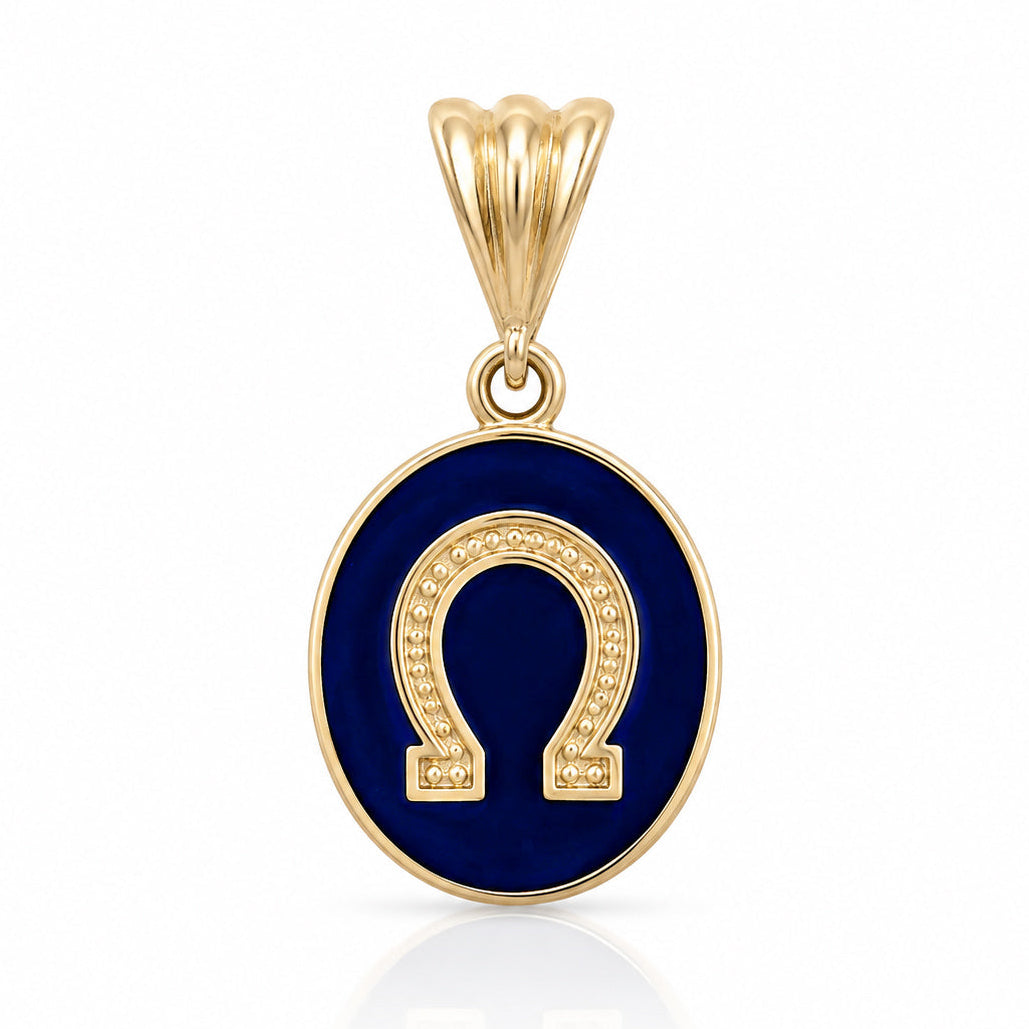 Round Omega Symbol Enamel Pendant