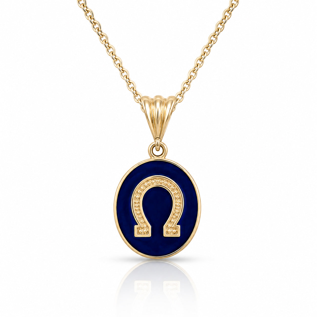 Round Omega Symbol Enamel Pendant