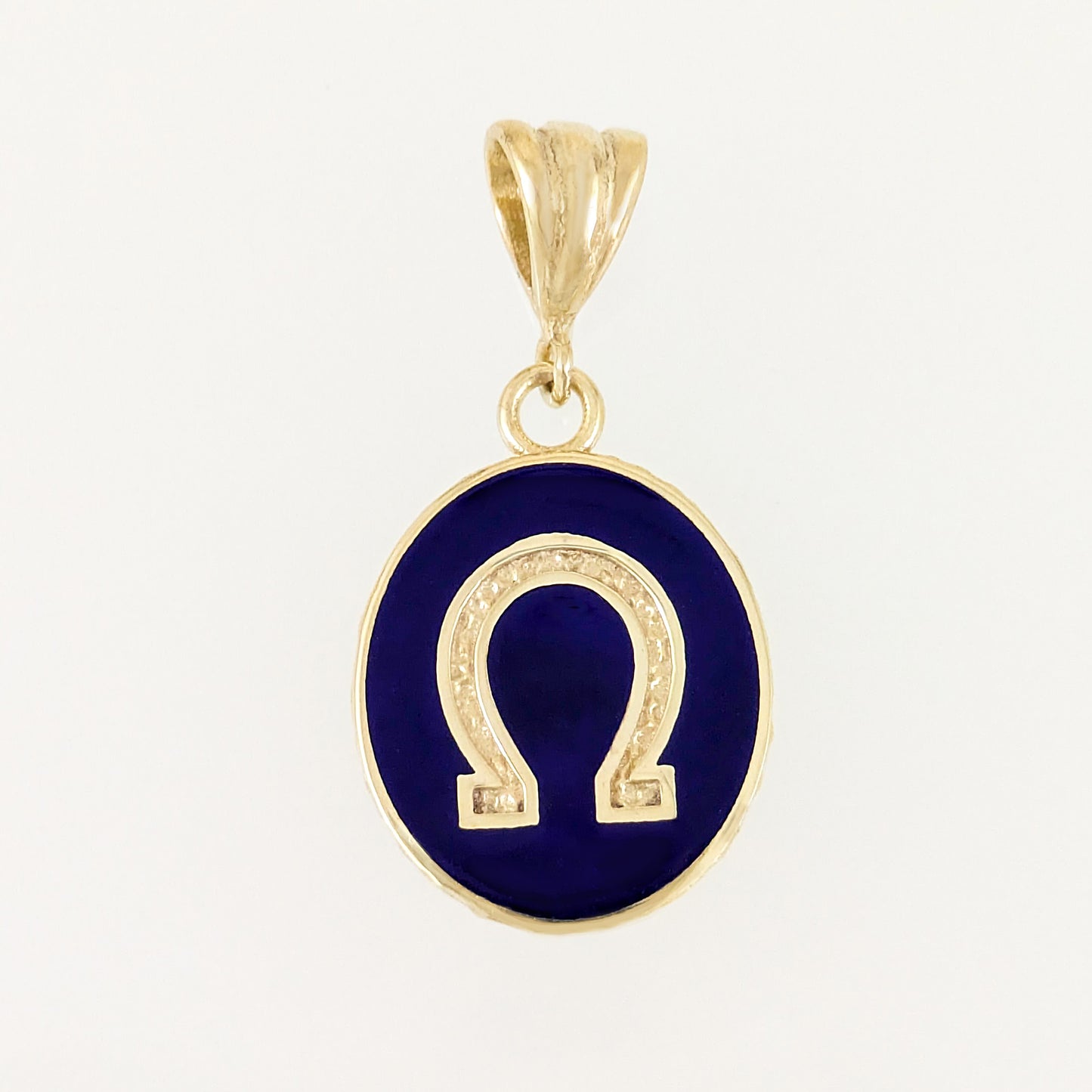 Round Omega Symbol Enamel Pendant