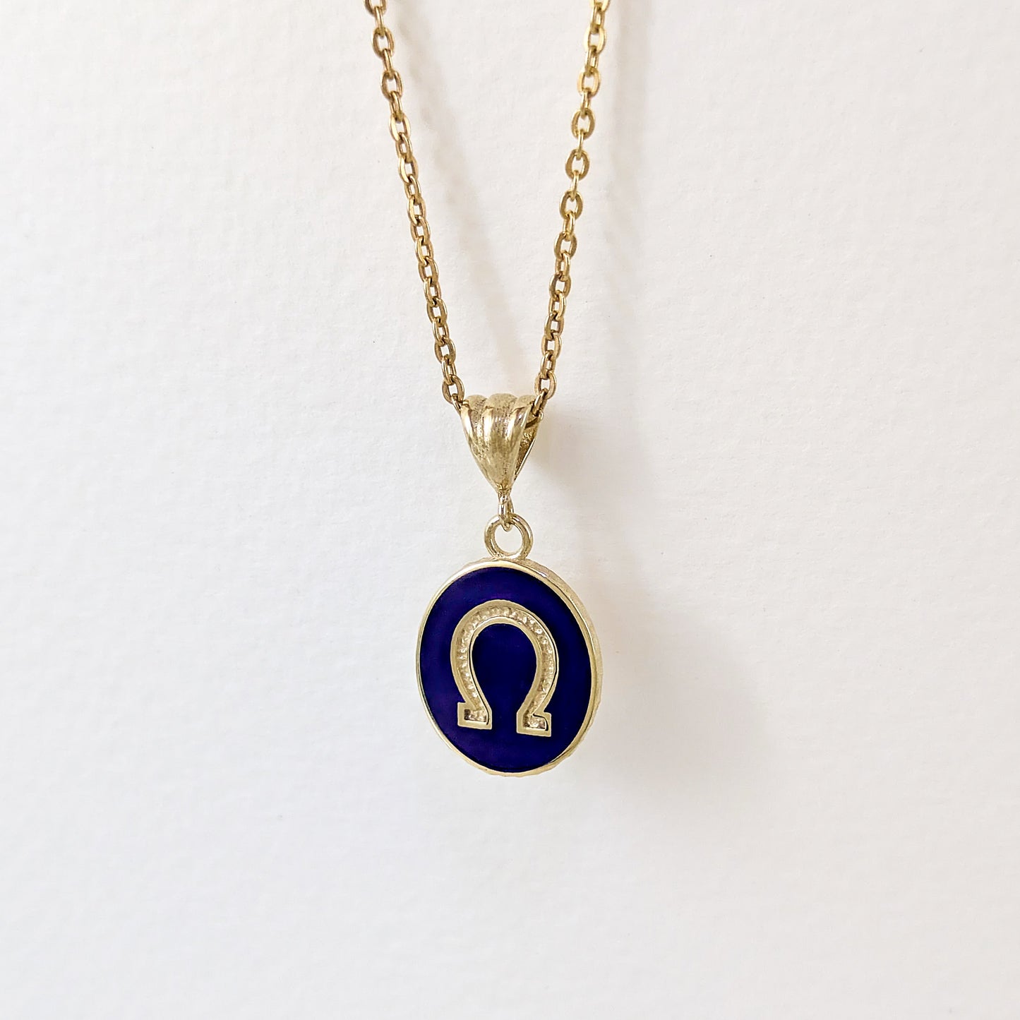 Round Omega Symbol Enamel Pendant