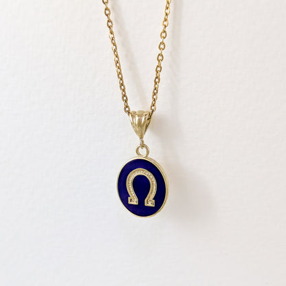Round Omega Symbol Enamel Pendant
