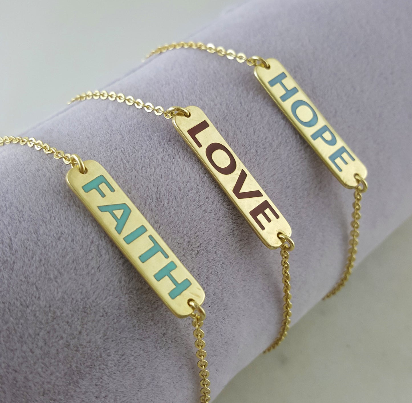 Personalized Enamel Bracelet, Custom Message Bracelet, Solid and Perfect Gold Color, Gift for Her