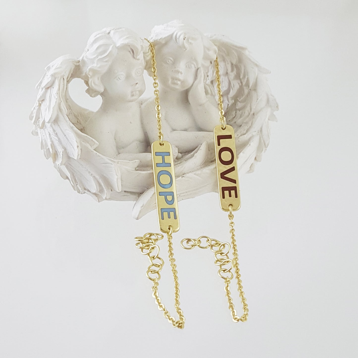 Personalized Enamel Bracelet, Custom Message Bracelet, Solid and Perfect Gold Color, Gift for Her