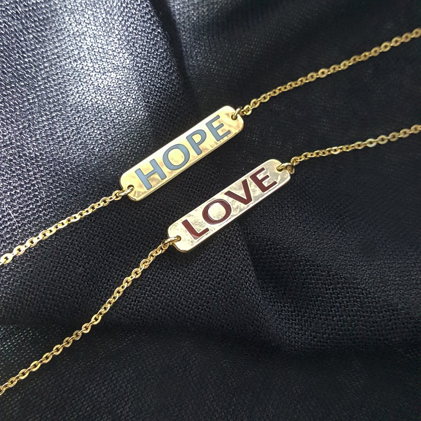 Personalized Enamel Bracelet, Custom Message Bracelet, Solid and Perfect Gold Color, Gift for Her