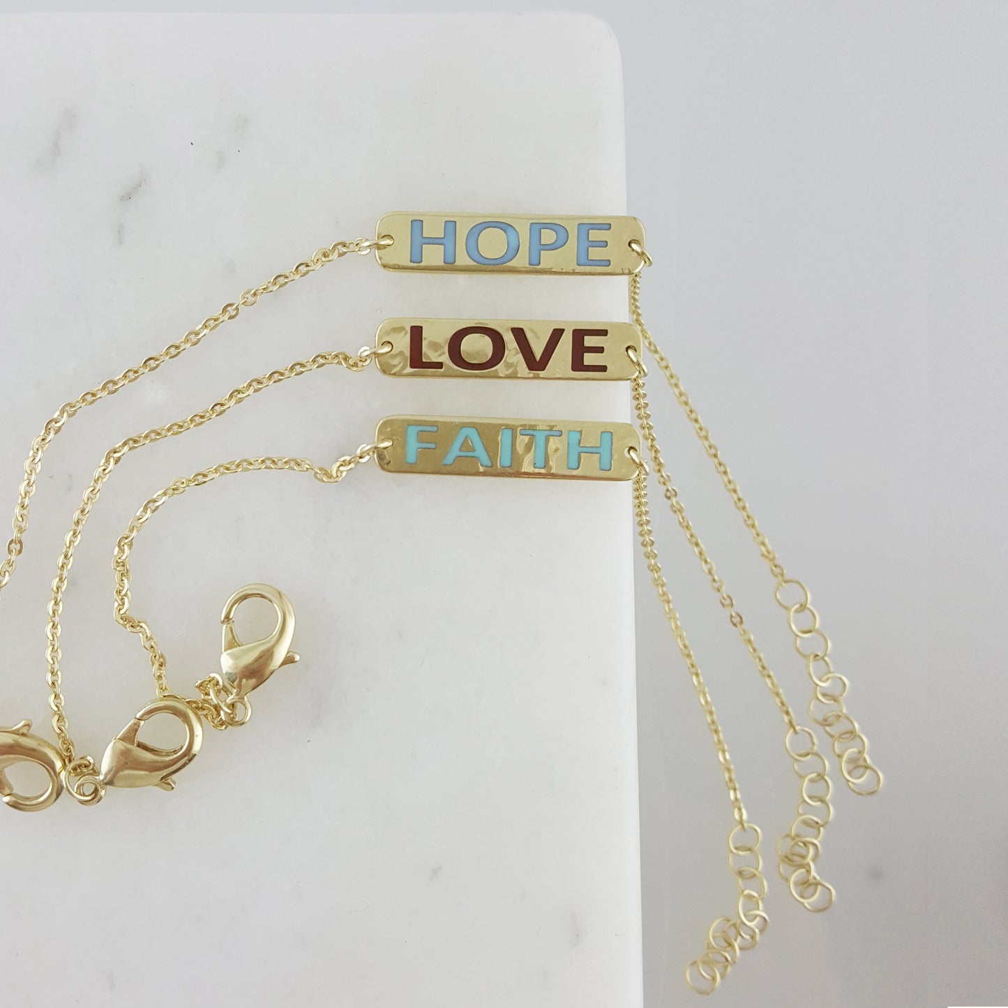 Personalized Enamel Bracelet, Custom Message Bracelet, Solid and Perfect Gold Color, Gift for Her