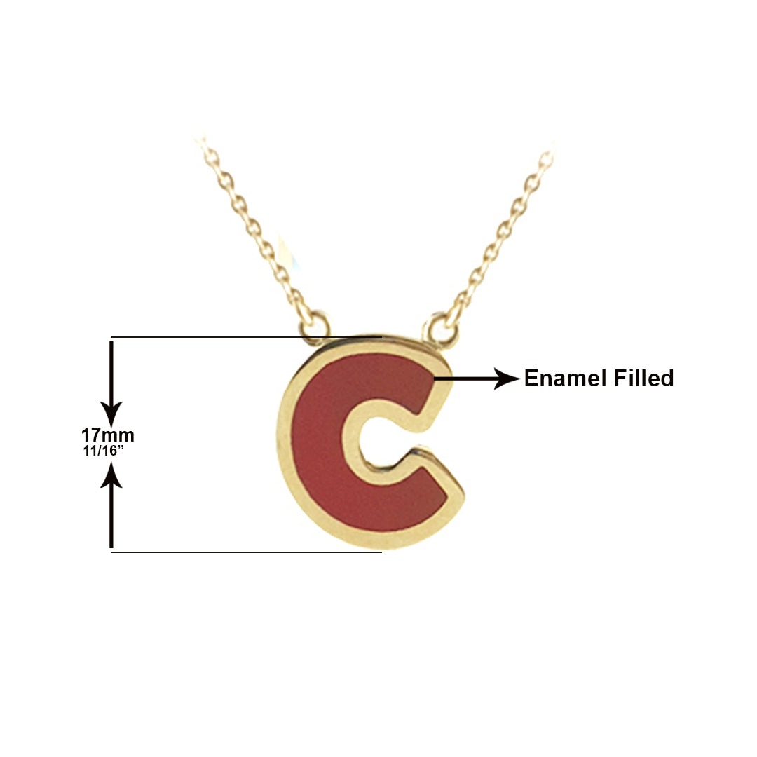 Initial Necklace, Personalized Jewelry ,Gifts for Her, Enamel Necklace 18k Gold Over Bronze