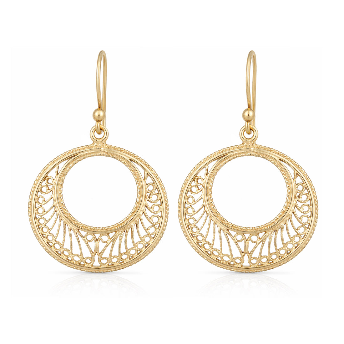 Open Circle Hoop Earrings Filigree Drop