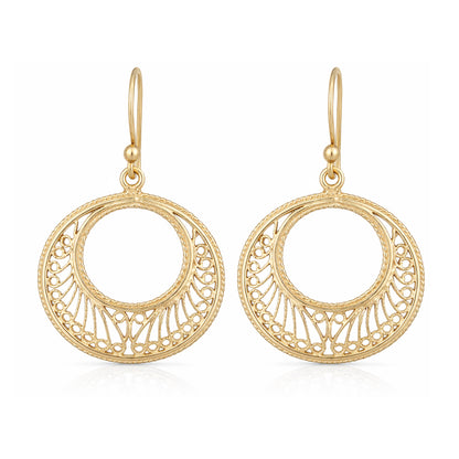 Open Circle Hoop Earrings Filigree Drop