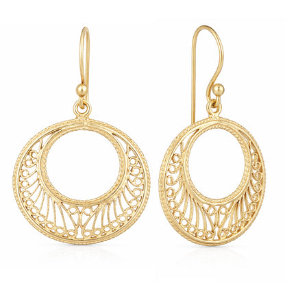 Open Circle Hoop Earrings Filigree Drop