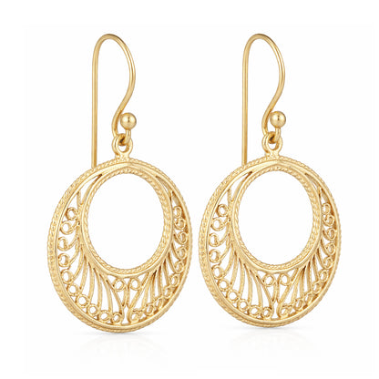 Open Circle Hoop Earrings Filigree Drop