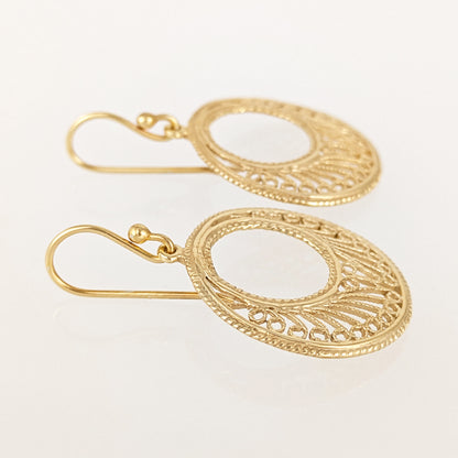 Open Circle Hoop Earrings Filigree Drop
