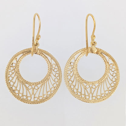 Open Circle Hoop Earrings Filigree Drop