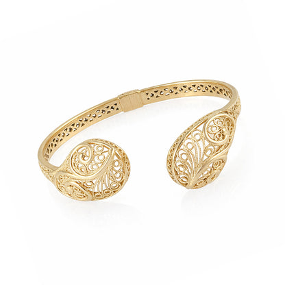 Filigree Open Cuff Gold Tone Bracelet