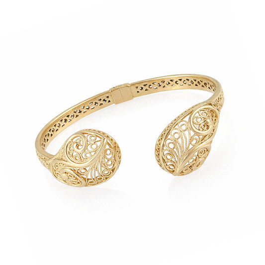 Filigree Open Cuff Gold Tone Bracelet