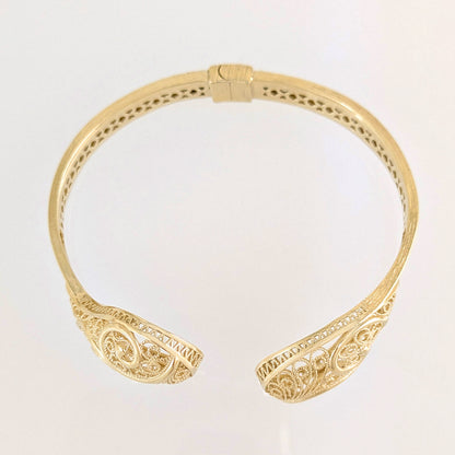 Filigree Open Cuff Gold Tone Bracelet