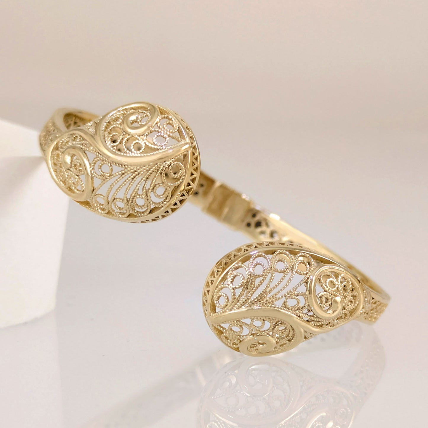 Filigree Open Cuff Gold Tone Bracelet