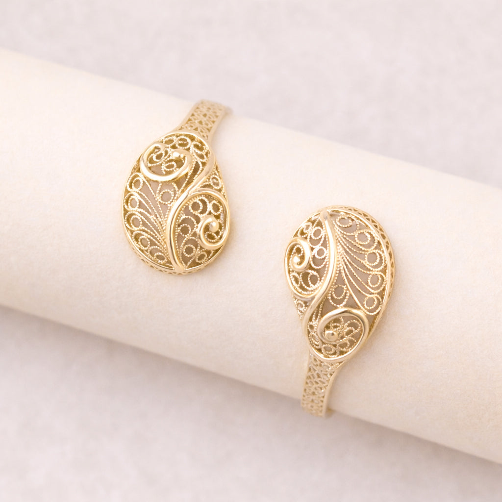 Filigree Open Cuff Gold Tone Bracelet