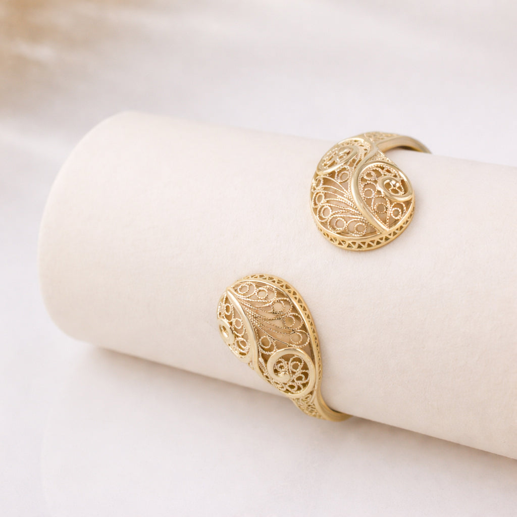 Filigree Open Cuff Gold Tone Bracelet