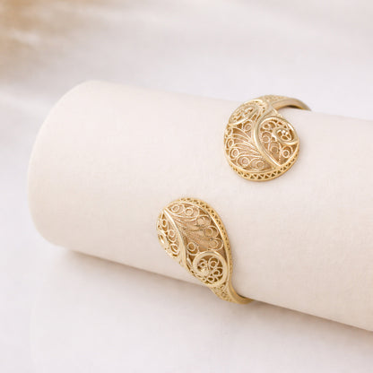 Filigree Open Cuff Gold Tone Bracelet
