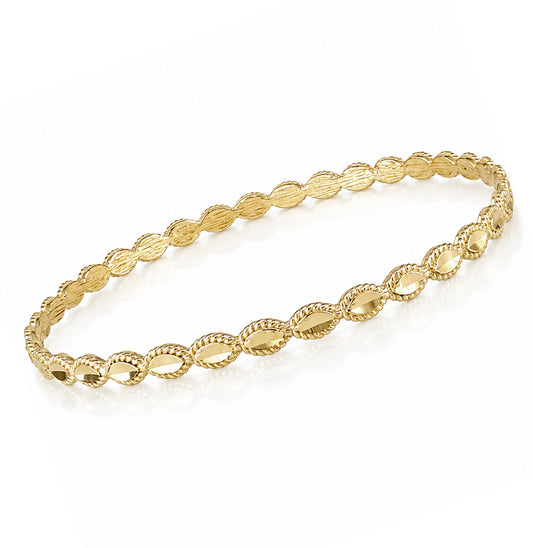 Textured Oval Link Bangle Bracelet