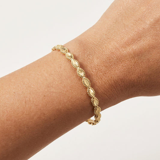 Textured Oval Link Bangle Bracelet
