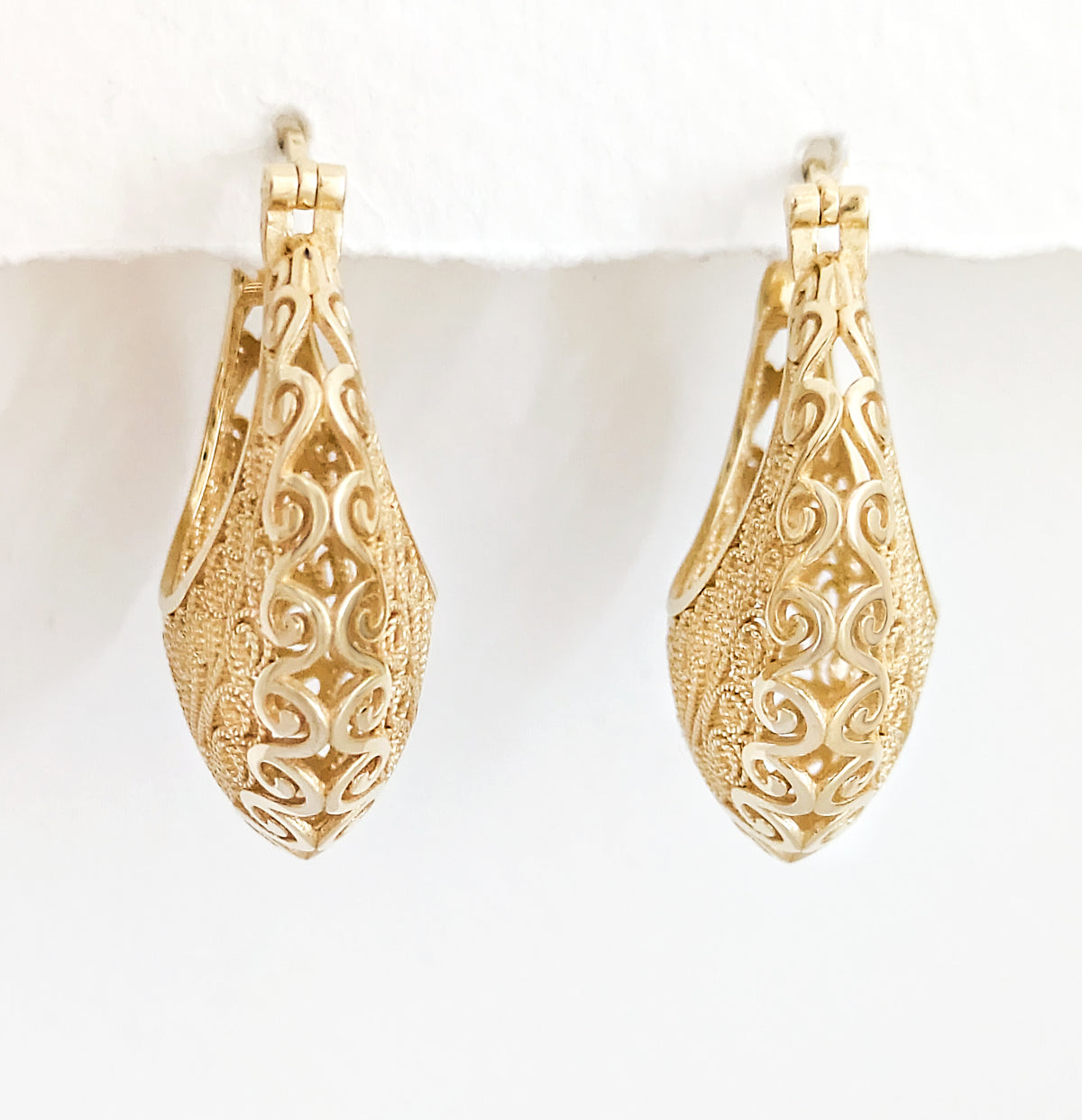 Filigree Voyager Hoop Earrings with Ornate Scrollwork