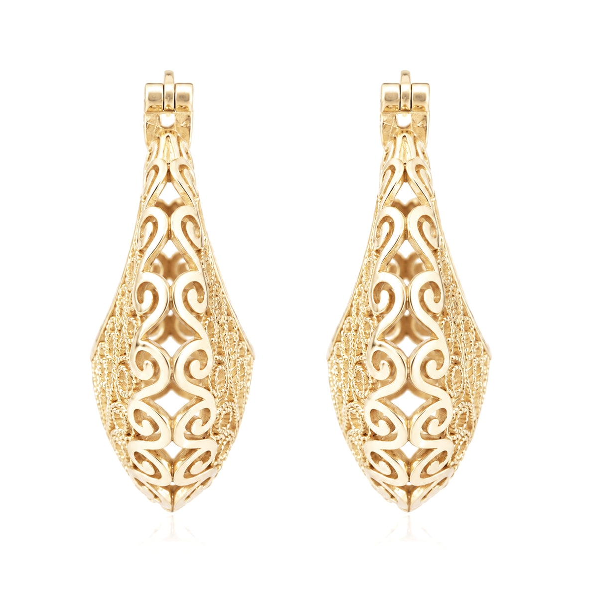 Filigree Voyager Hoop Earrings with Ornate Scrollwork