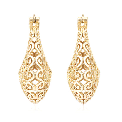 Filigree Voyager Hoop Earrings with Ornate Scrollwork