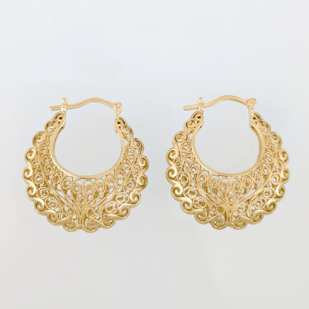 Filigree Voyager Hoop Earrings with Ornate Scrollwork