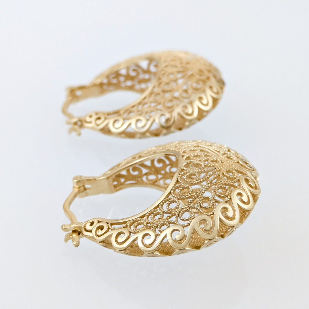 Filigree Voyager Hoop Earrings with Ornate Scrollwork