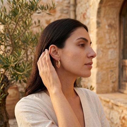 Filigree Voyager Hoop Earrings with Ornate Scrollwork