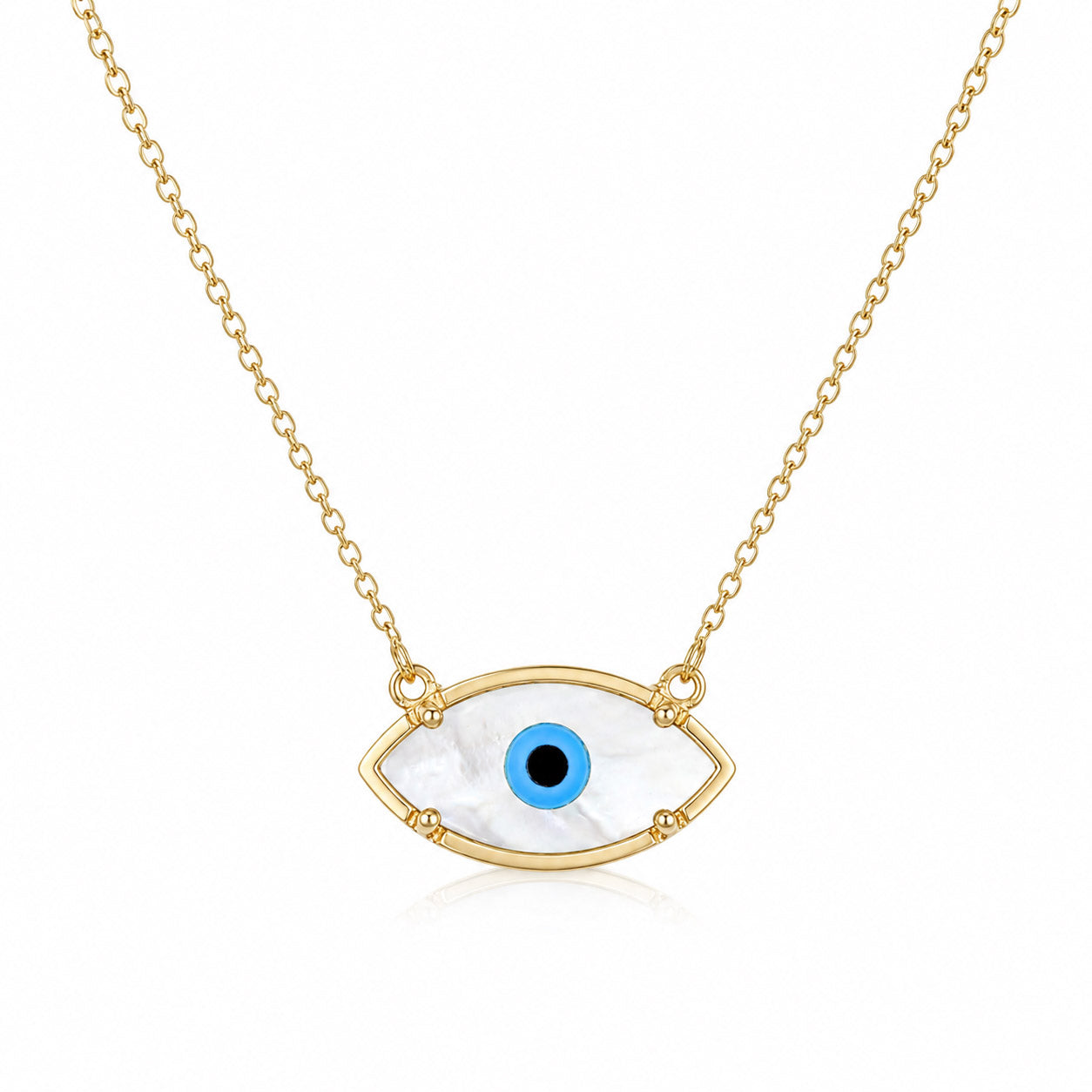 Mother of Pearl Evil Eye Necklace Turkish Nazar Necklace