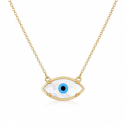 Mother of Pearl Evil Eye Necklace Turkish Nazar Necklace