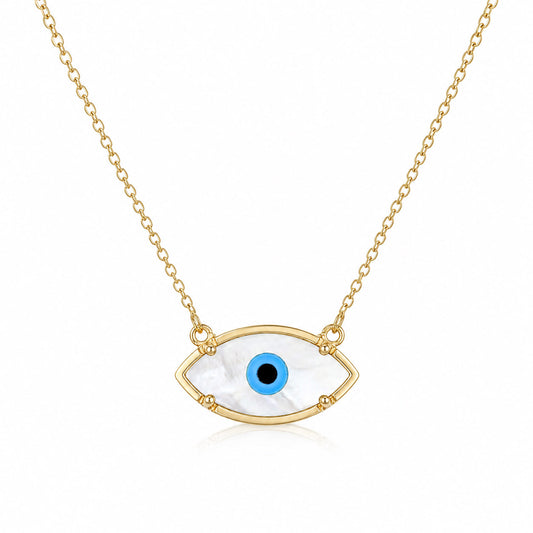 Mother of Pearl Evil Eye Necklace Turkish Nazar Necklace