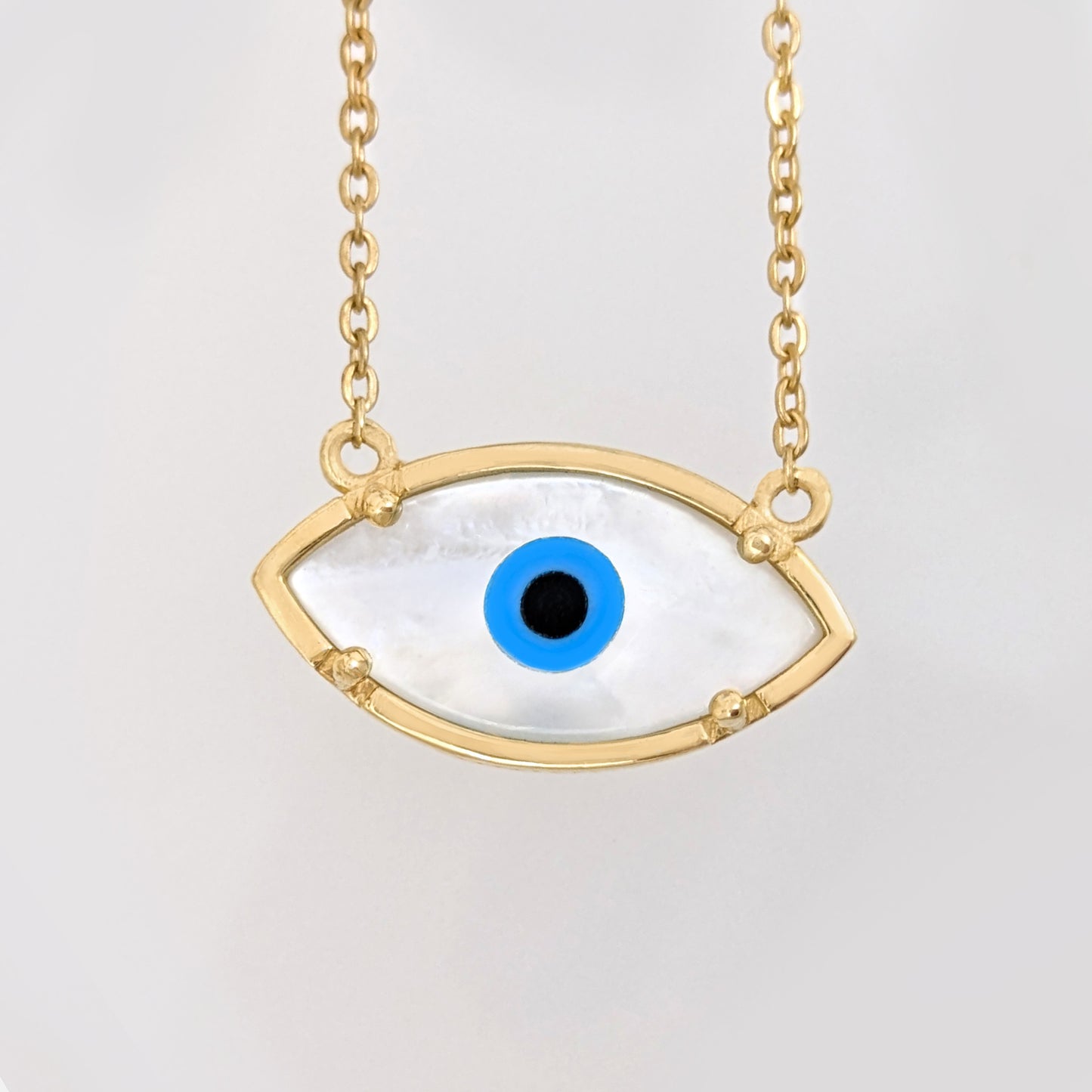 Mother of Pearl Evil Eye Necklace Turkish Nazar Necklace