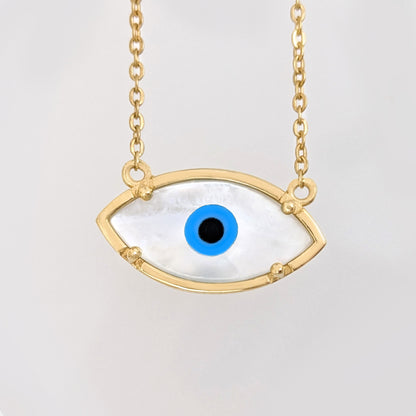 Mother of Pearl Evil Eye Necklace Turkish Nazar Necklace