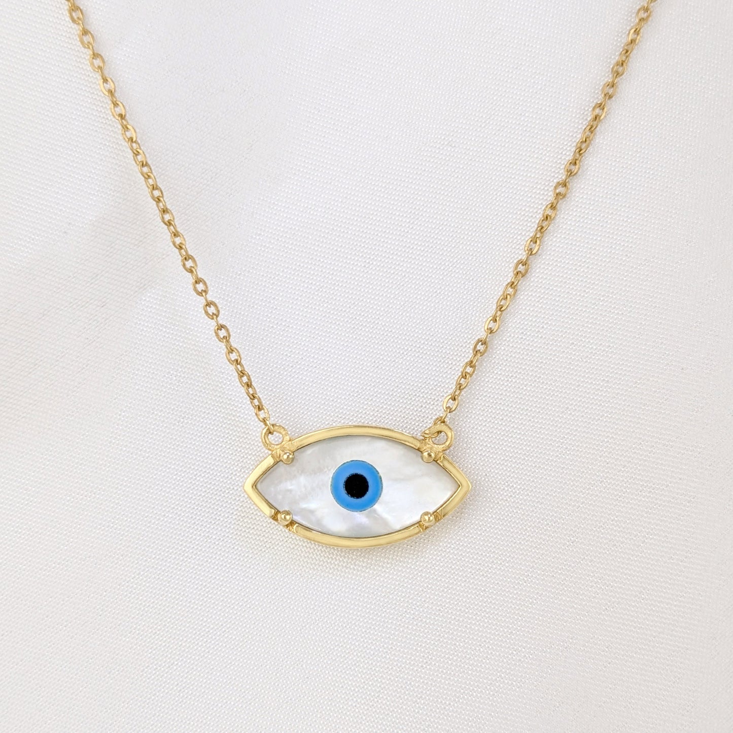 Mother of Pearl Evil Eye Necklace Turkish Nazar Necklace