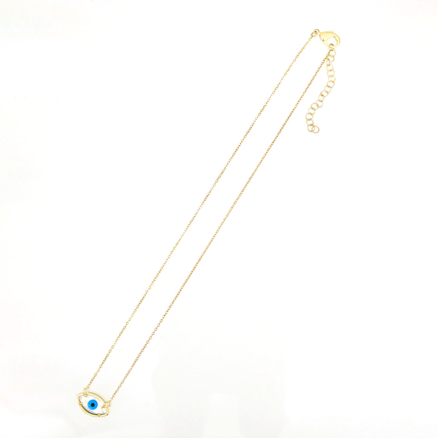 Mother of Pearl Evil Eye Necklace Marquise Nazar Necklace