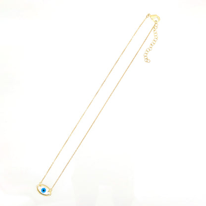 Mother of Pearl Evil Eye Necklace Marquise Nazar Necklace