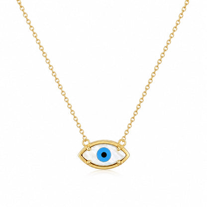 Mother of Pearl Evil Eye Necklace Marquise Nazar Necklace