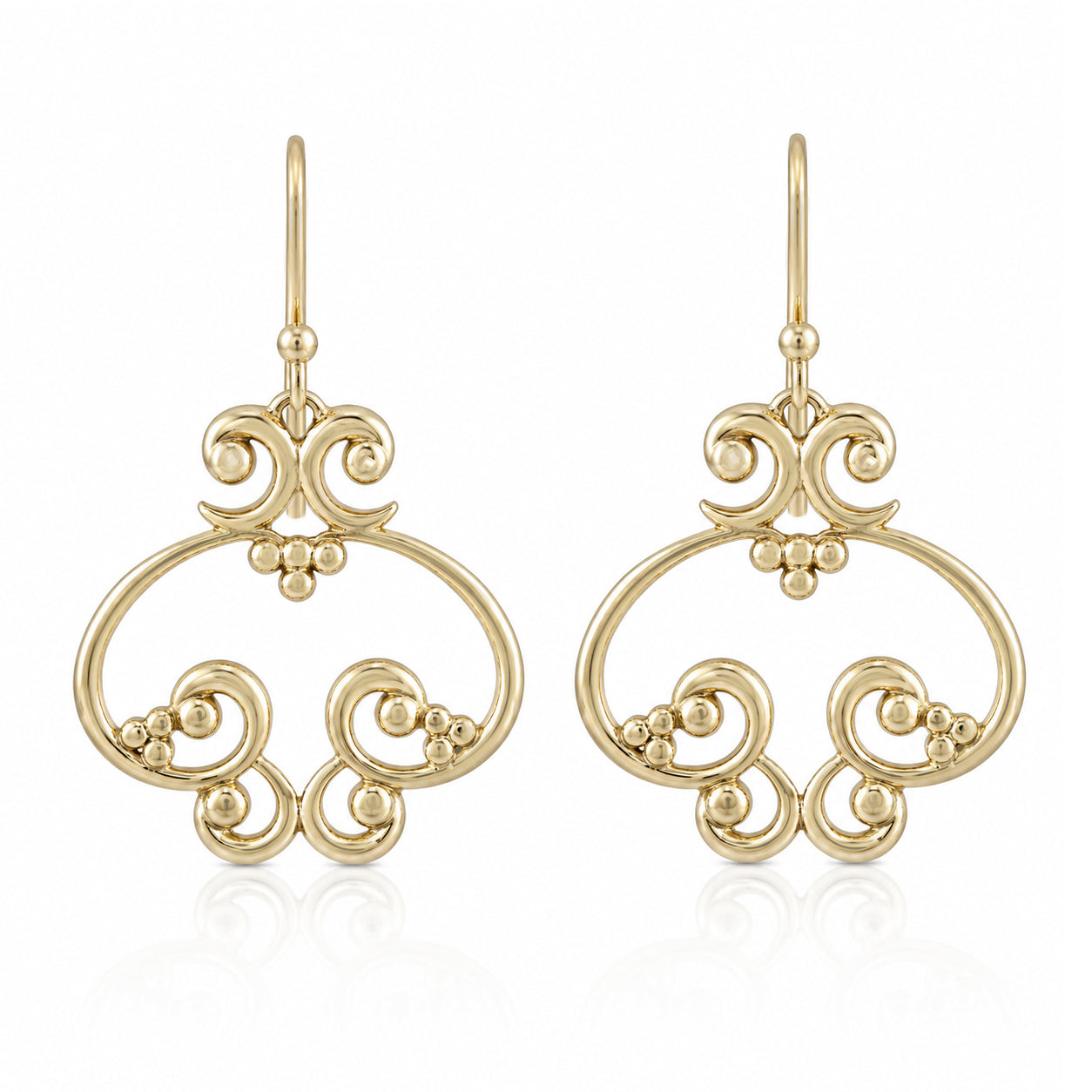 Open Oval Scroll Drop Earrings