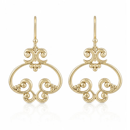 Open Oval Scroll Drop Earrings