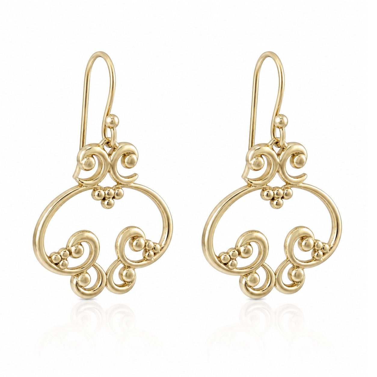 Open Oval Scroll Drop Earrings